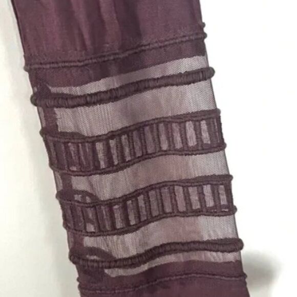 Free People Roxie Mesh Detail long Sleeve Mauve Berry Top Women's Large - Picture 4 of 4